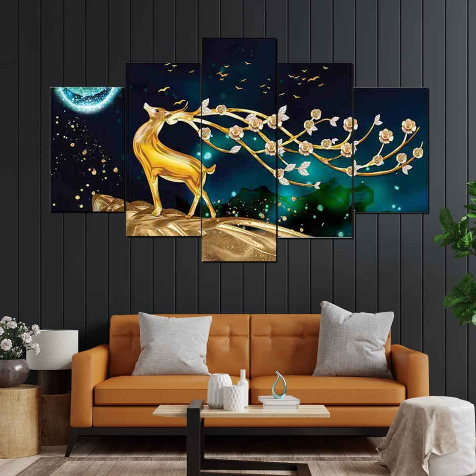 Perpetual Deer Paintings for Wall Decoration Set | 3D Scenery | 75 x 43 cm