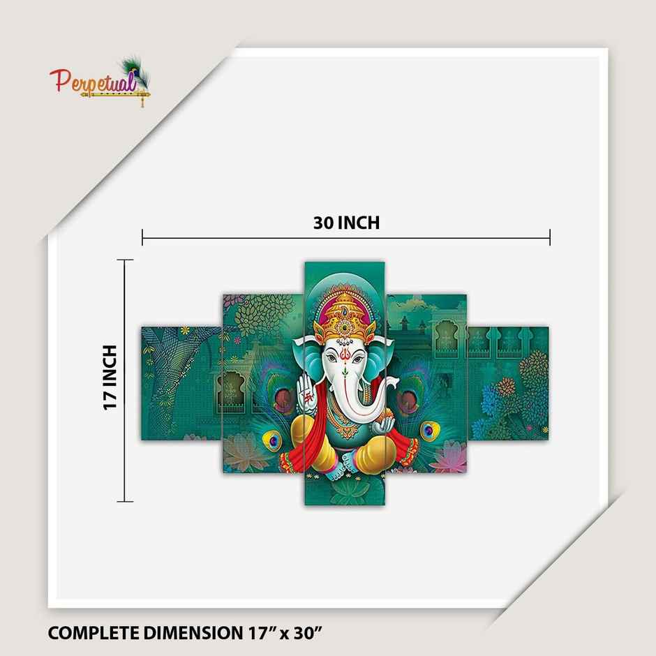 Perpetual Ganesha Paintings for Wall Decoration - Set of 5 | 3D | 75 x 43 cm