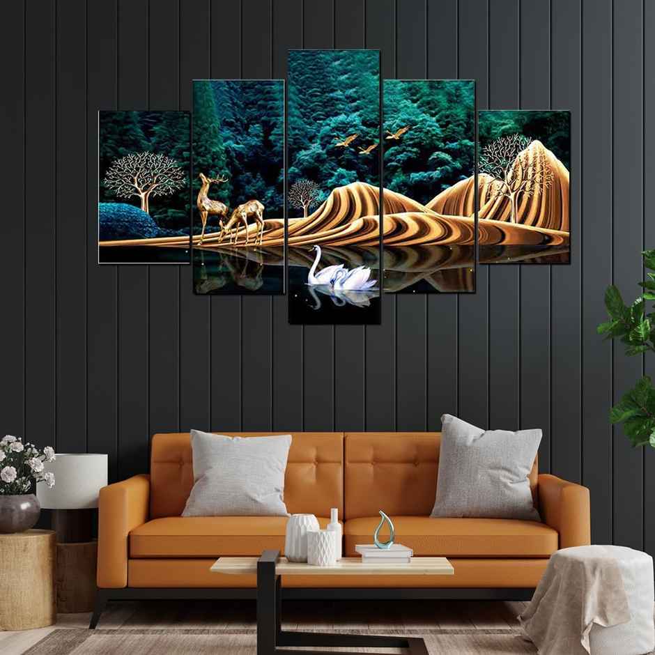 Perpetual Deer Paintings for Wall Decoration Set | 3D Scenery | 75 x 43 cm