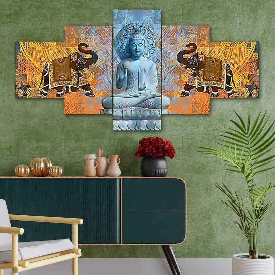 Perpetual Buddha Wall Painting for Living Room | 3D Scenery | 75 x 43 cm | with Frames