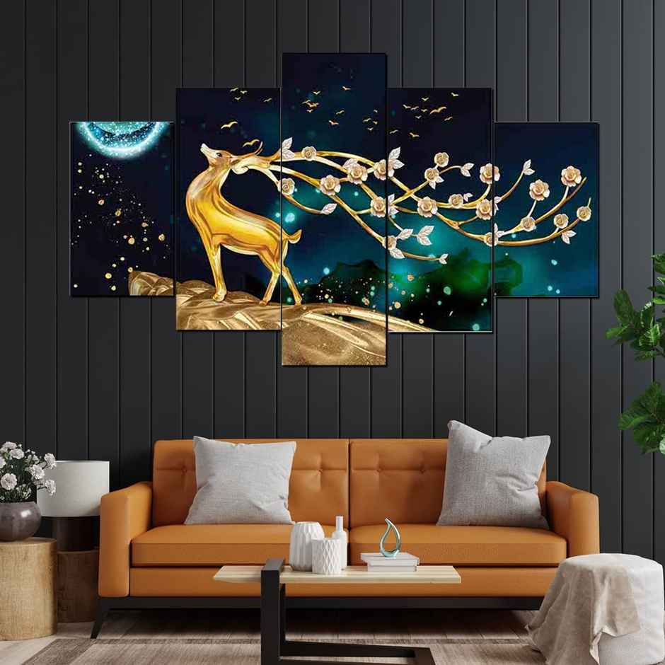 Perpetual Deer Paintings for Wall Decoration Set | 3D Scenery | 75 x 43 cm