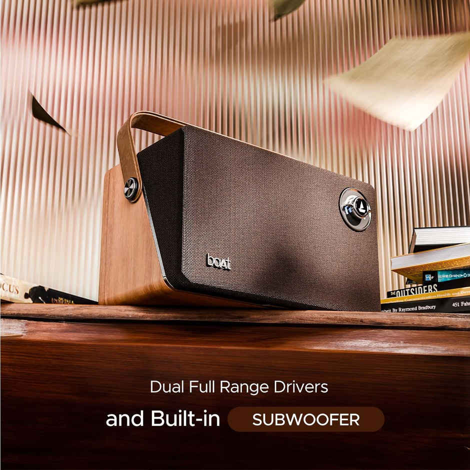 boAt Stone Majestic Bluetooth Speaker w/ 90W Signature Sound, 6 Hours Playtime(Vintage Brown)