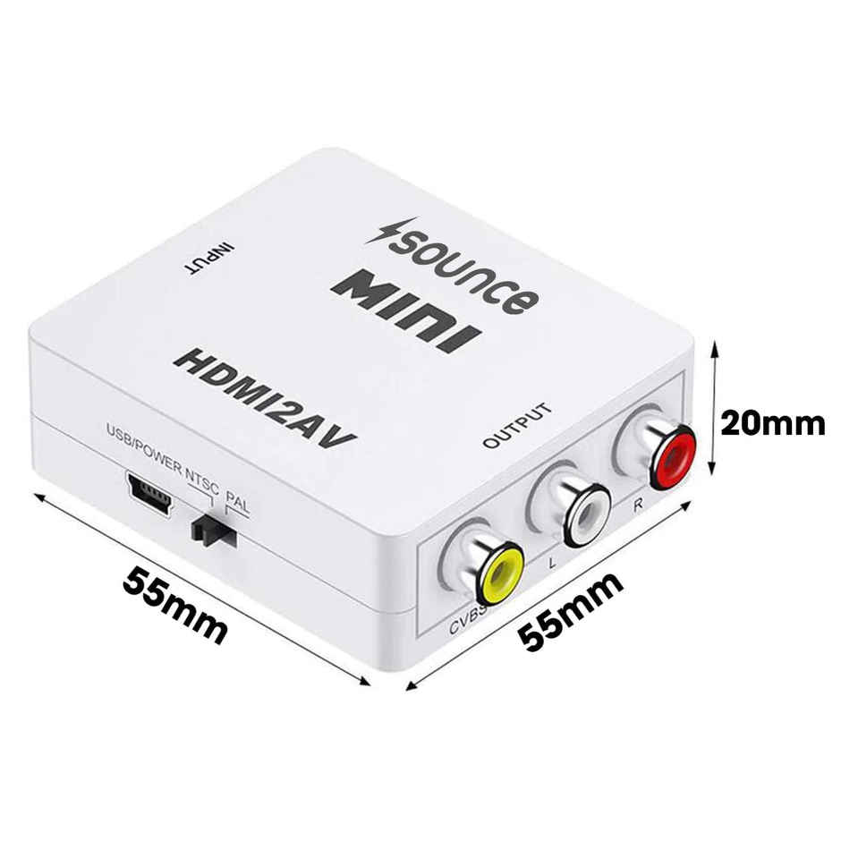 Sounce Mini HDMI2AV Up Scaler 1080p | HDMI To RCA | HDMI To AV | 1080p HDMI To 3RCA