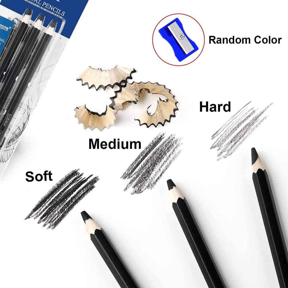 Abk 3 Pcs Charcoal Pencil Set Blister Pack