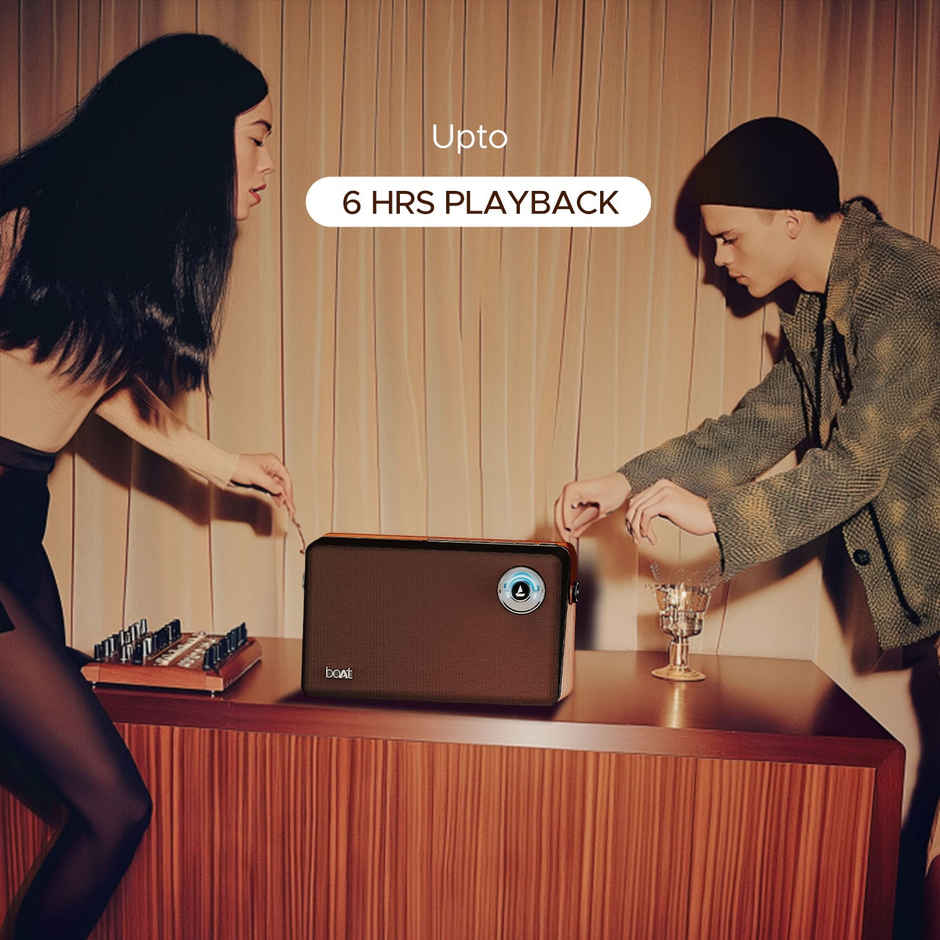 boAt Stone Majestic Bluetooth Speaker w/ 90W Signature Sound, 6 Hours Playtime(Vintage Brown)