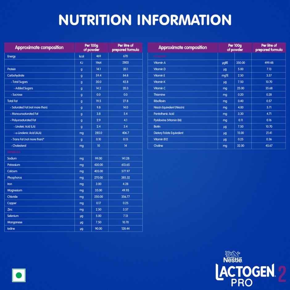 Nestle Lactogen Pro 2 Powder | Follow-Up Formula With Probiotic | After 6 Months Up To 12 Months