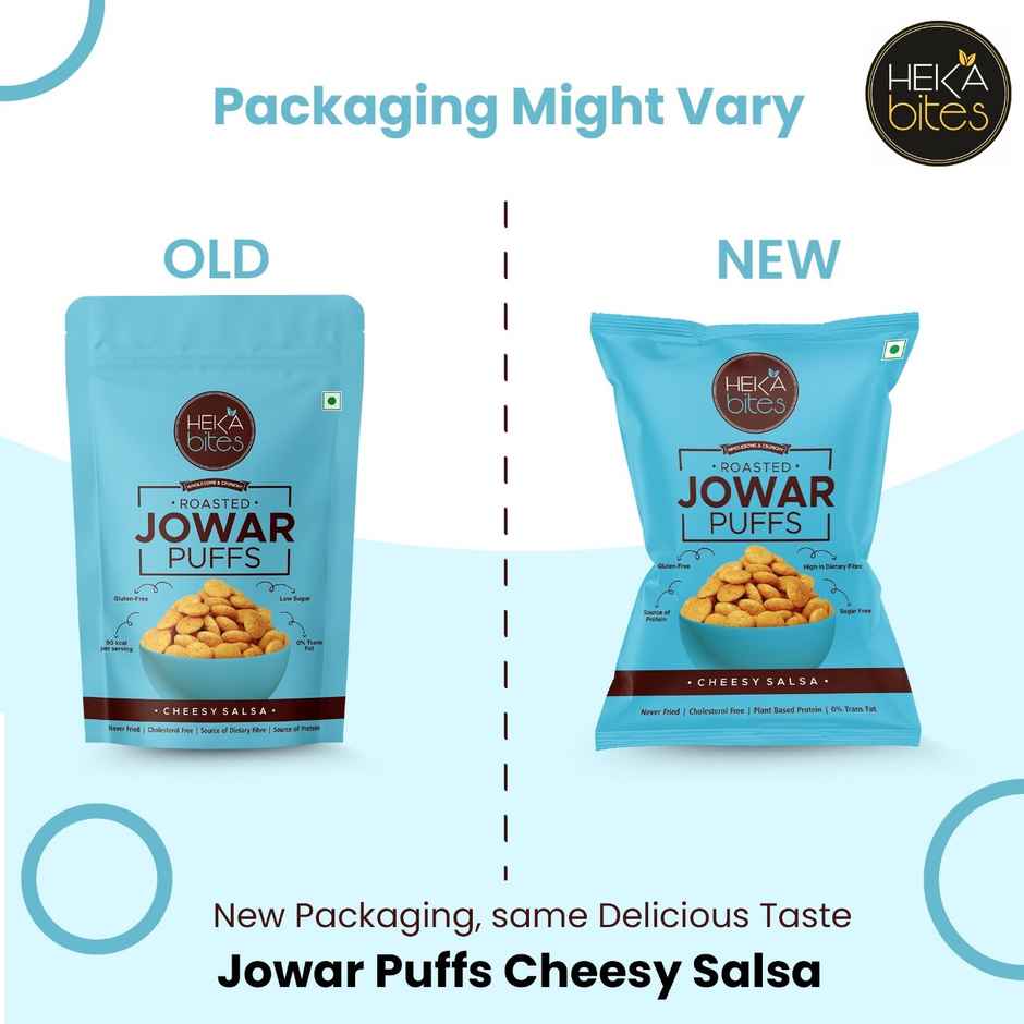 Heka Bites Roasted Jowar Puffs Cheesy Salsa | Low Calorie & Healthy Snacks