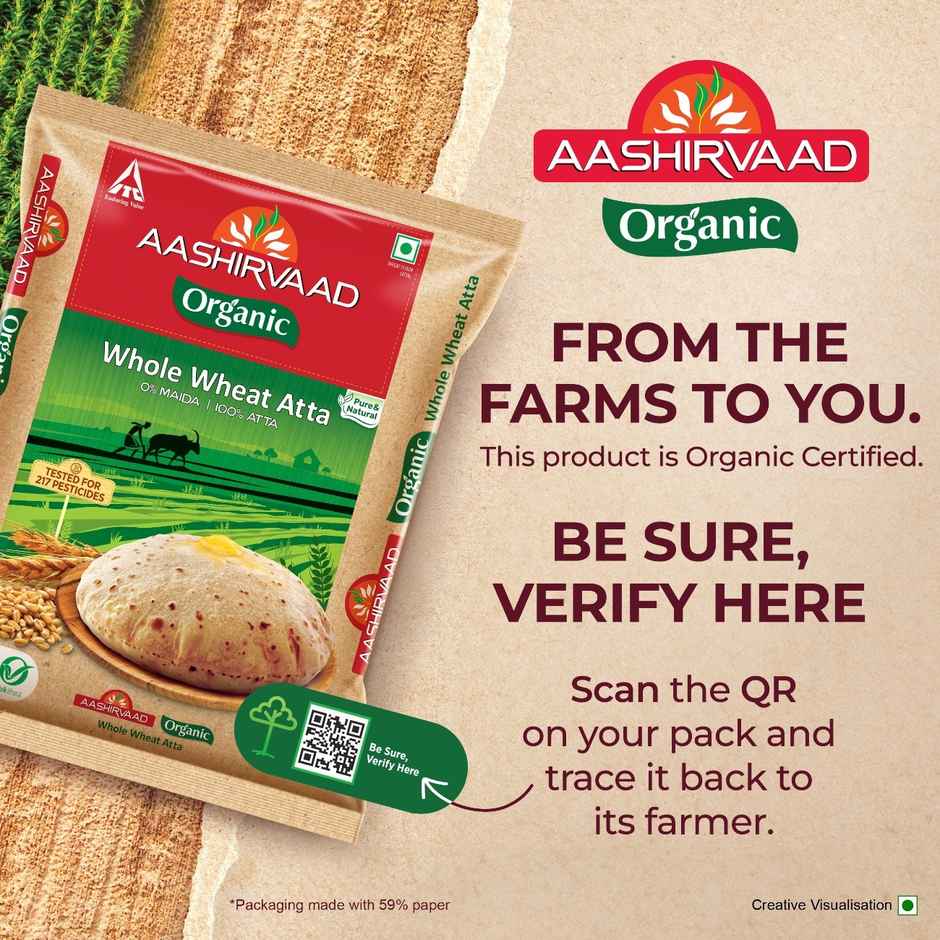 Aashirvaad Truly Organic Whole Wheat Atta, 0% Maida