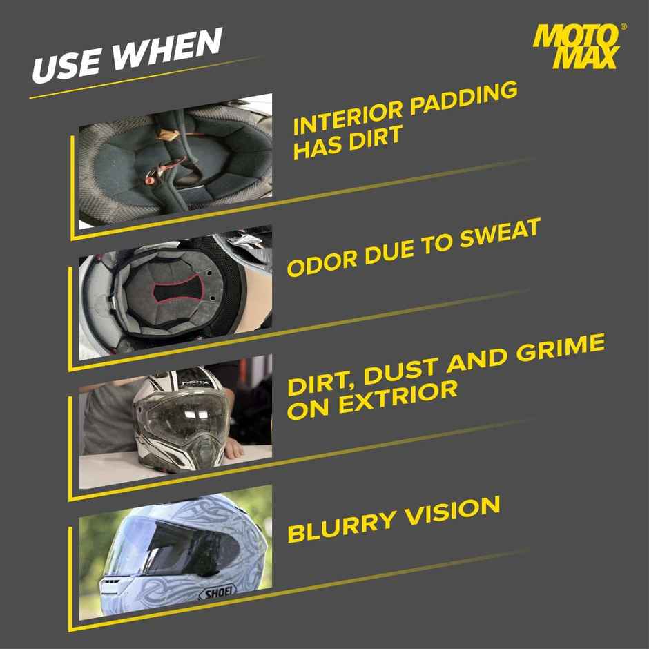 Motomax Helmet & Visor Cleaner Foam, Interior & Exterior Cleaning, Removes Dust, Fingerprints