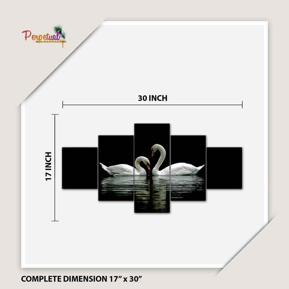 Perpetual Swan Pair Paintings for Wall Decoration | Set of 5 | 3D | 75 x 43 cm