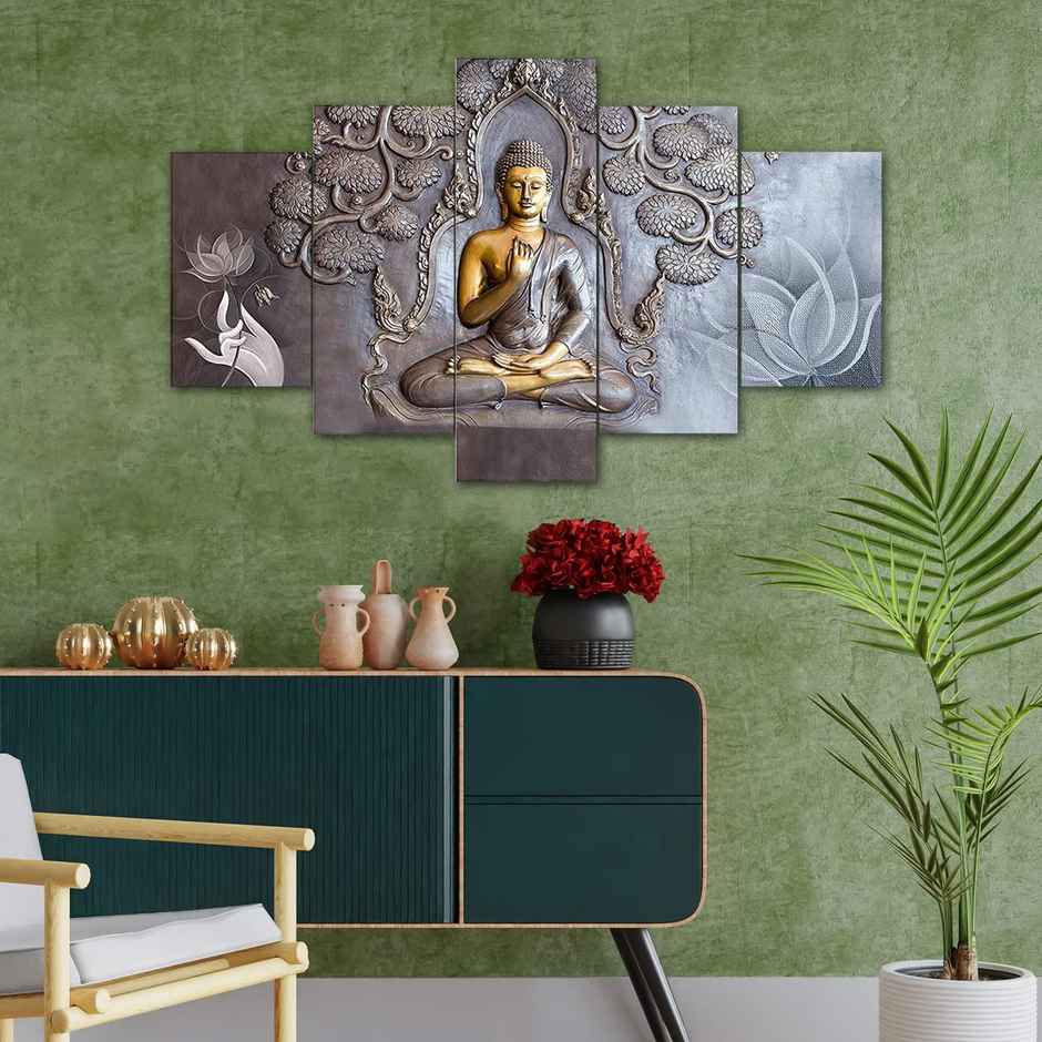 Perpetual Buddha 3D Paintings for Wall Decoration - Set of 5 |75 cm x 43 cm