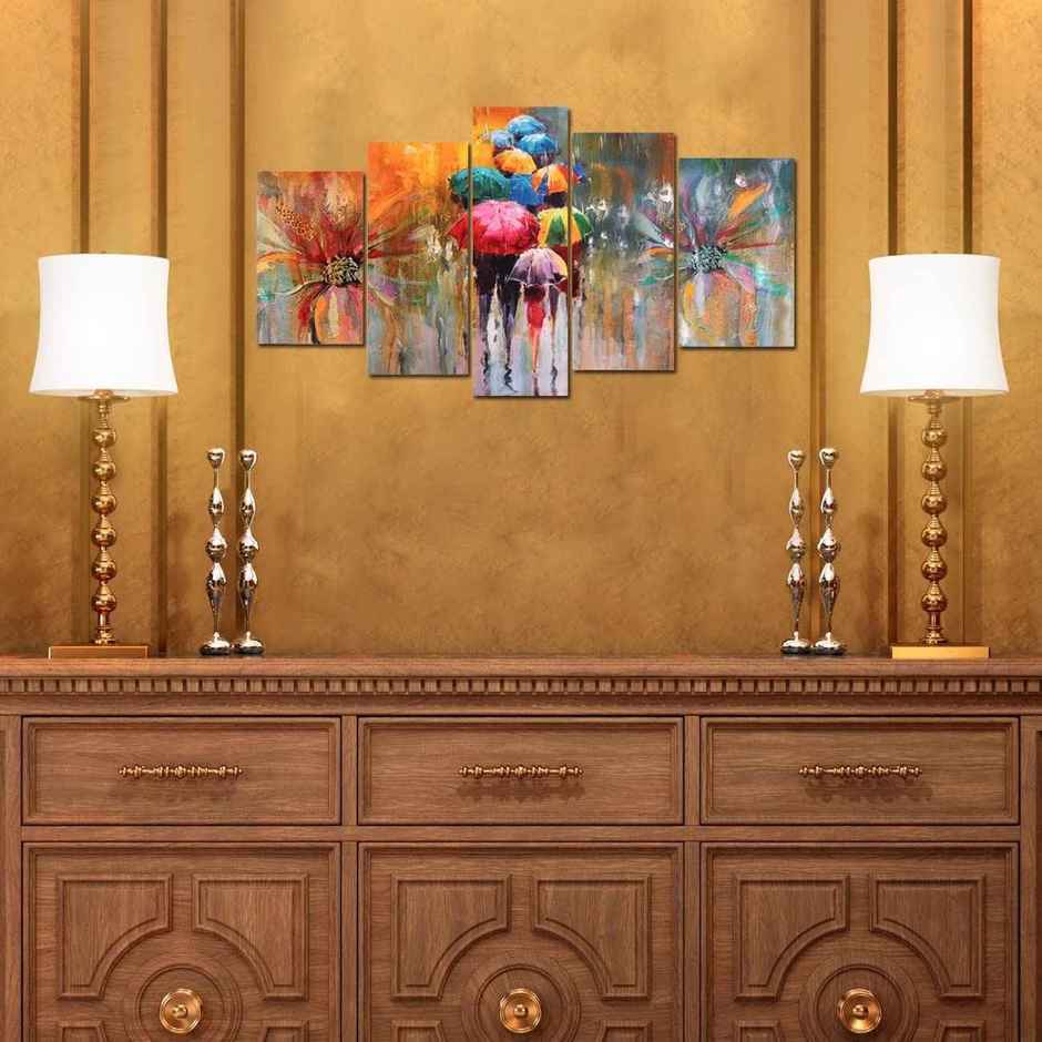 Perpetual Abstract Wall Decor | Framed Paintings | Set of 5 | UV Textured