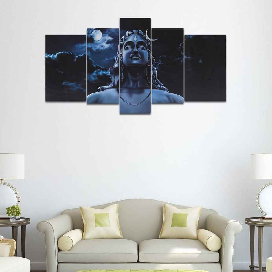 Perpetual Adiyogi Wall Painting for Living Room - Set of 5 |75 cm x 43 cm
