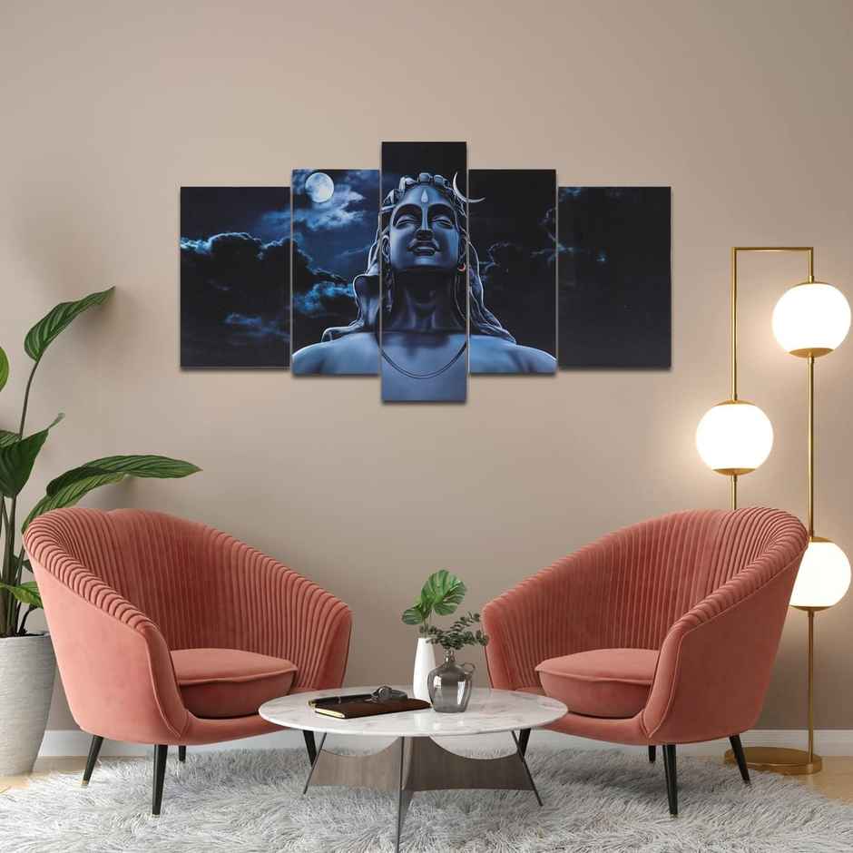 Perpetual Adiyogi Wall Painting for Living Room - Set of 5 |75 cm x 43 cm