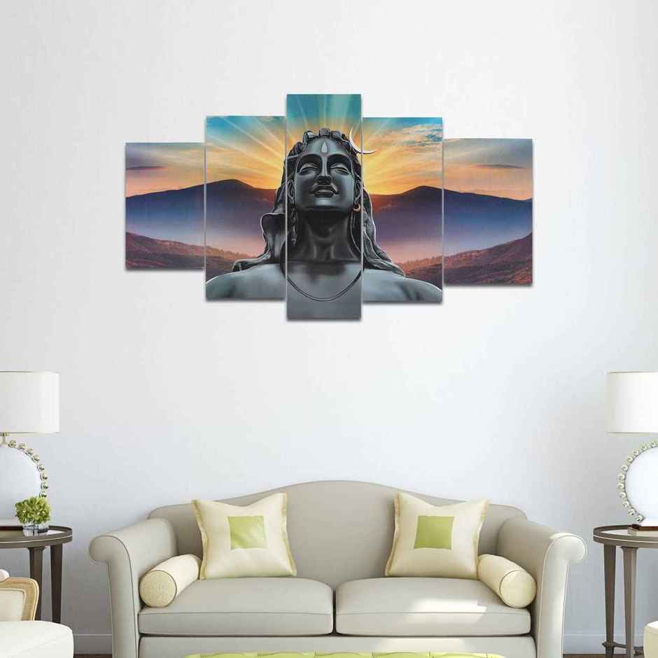 Perpetual Adiyogi Shiva Paintings for Wall Decoration | Set of 5 | 3D | 75 x 43 cm
