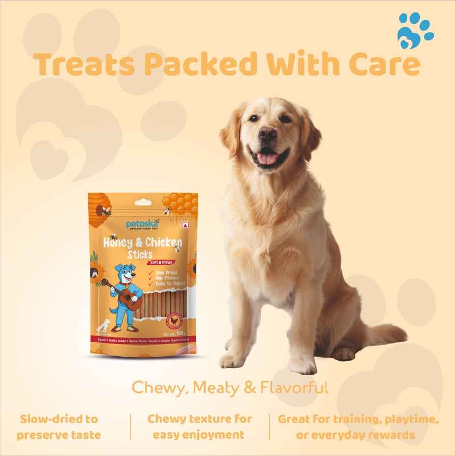 Petoska Dog Treats Chicken Honey Sticks