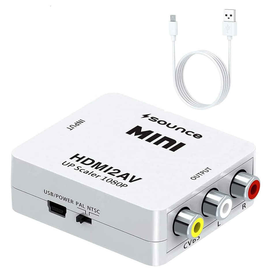 Sounce Mini HDMI2AV Up Scaler 1080p | HDMI To RCA | HDMI To AV | 1080p HDMI To 3RCA