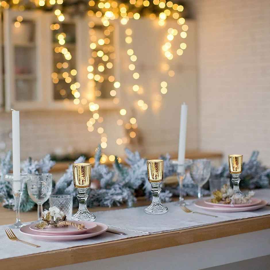 Quace Tealight Holder - Gold | Glass