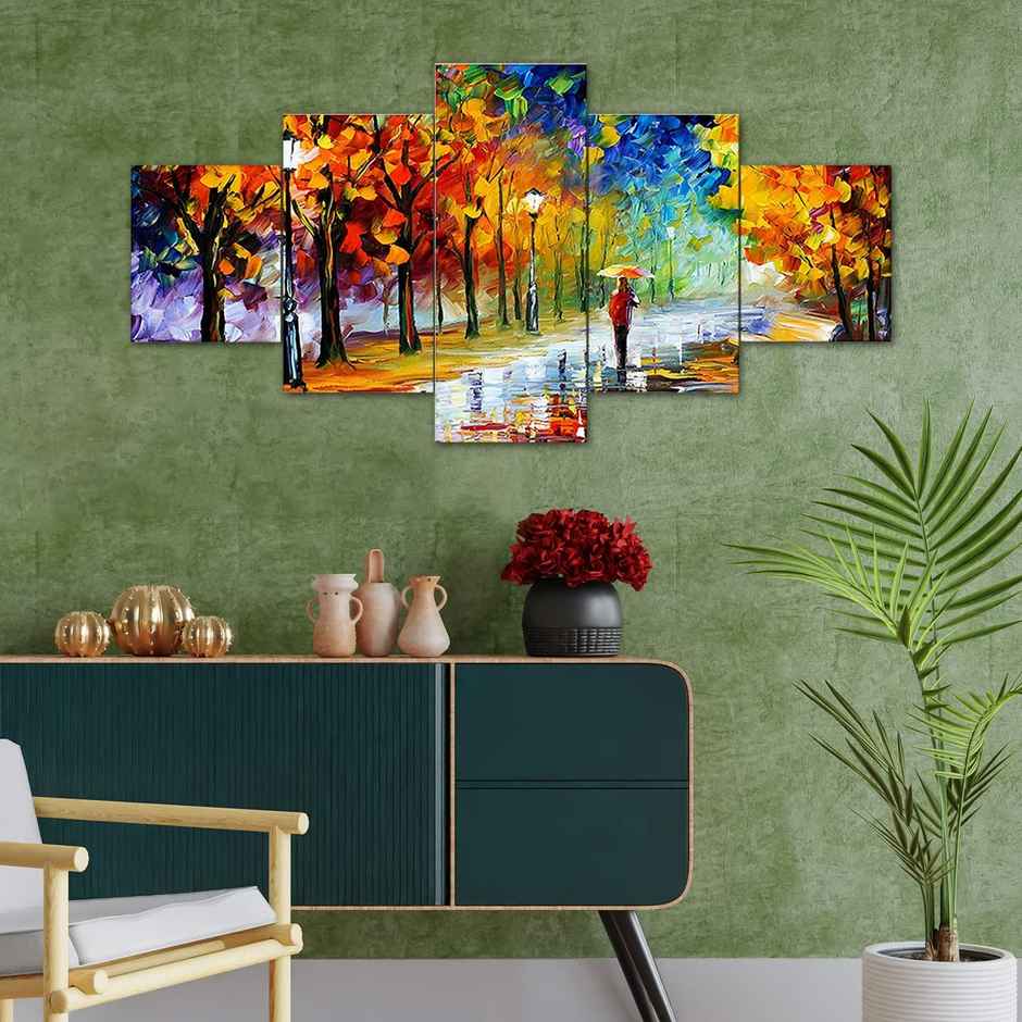 Perpetual Modern Art Wall Decor - Framed Paintings - Set of 5 | UV Textured