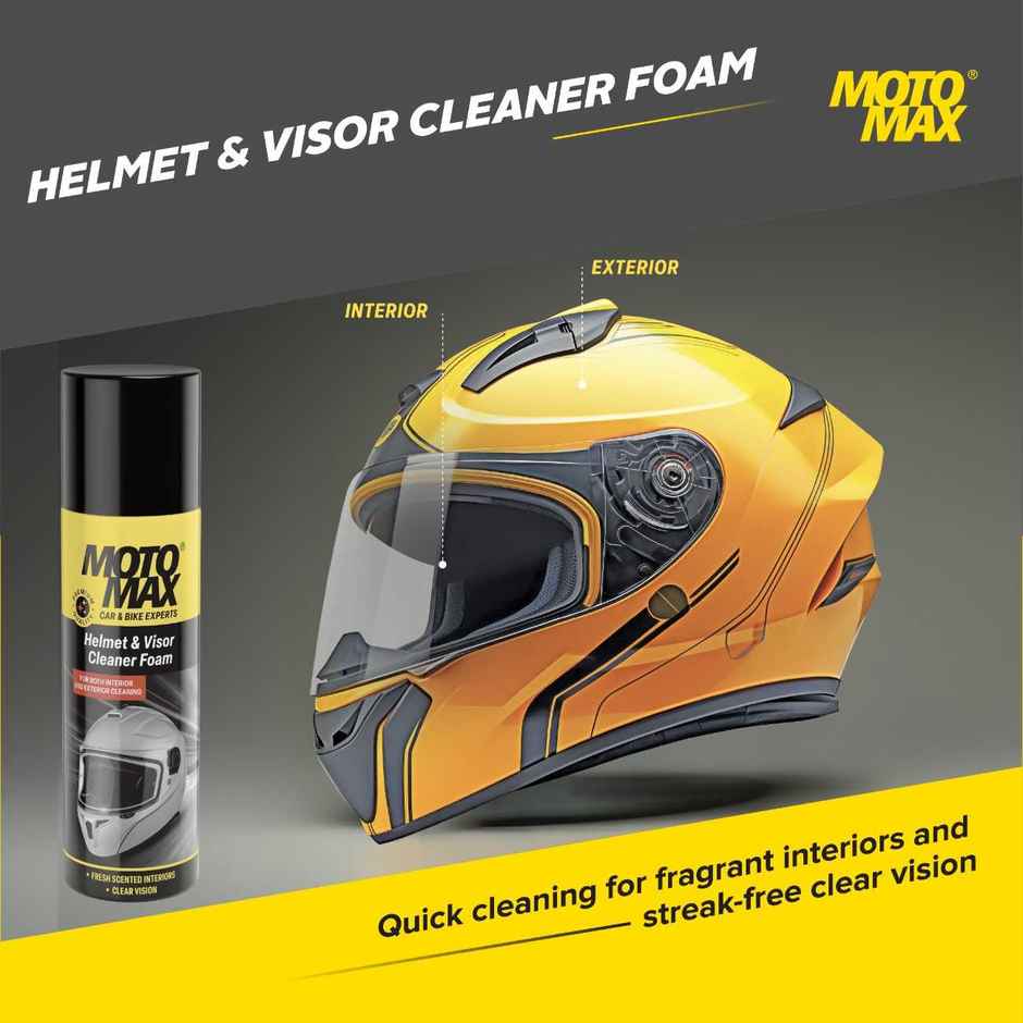 Motomax Helmet & Visor Cleaner Foam, Interior & Exterior Cleaning, Removes Dust, Fingerprints