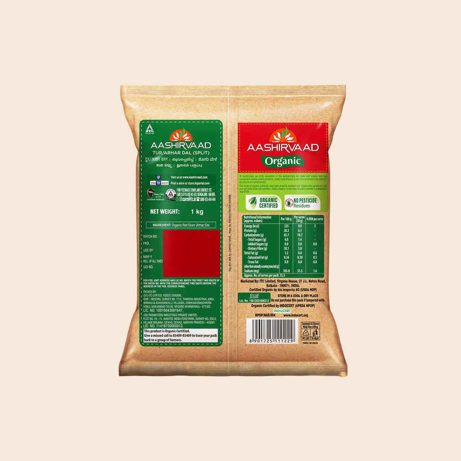 Aashirvaad Organic Arhar/Tur Dal | Rich In Protein
