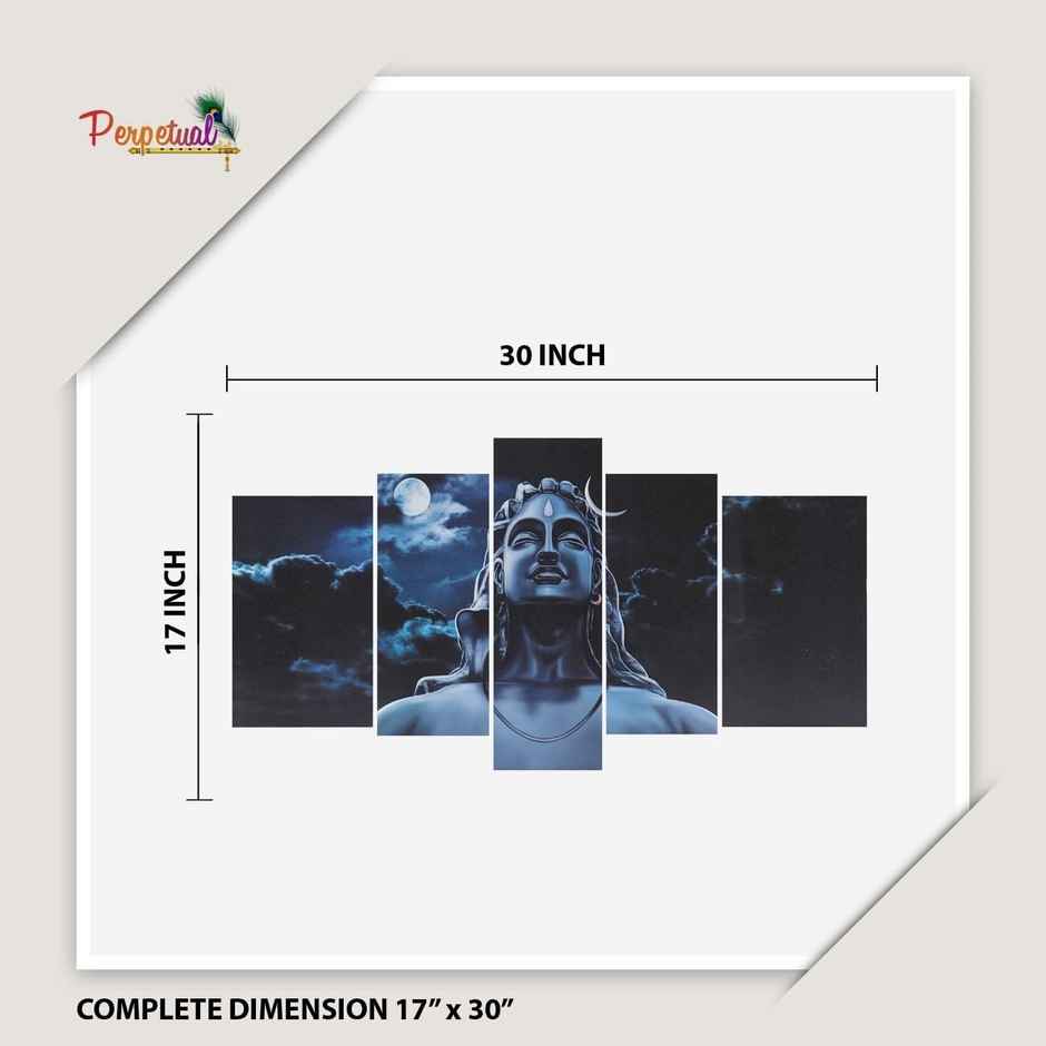 Perpetual Adiyogi Wall Painting for Living Room - Set of 5 |75 cm x 43 cm