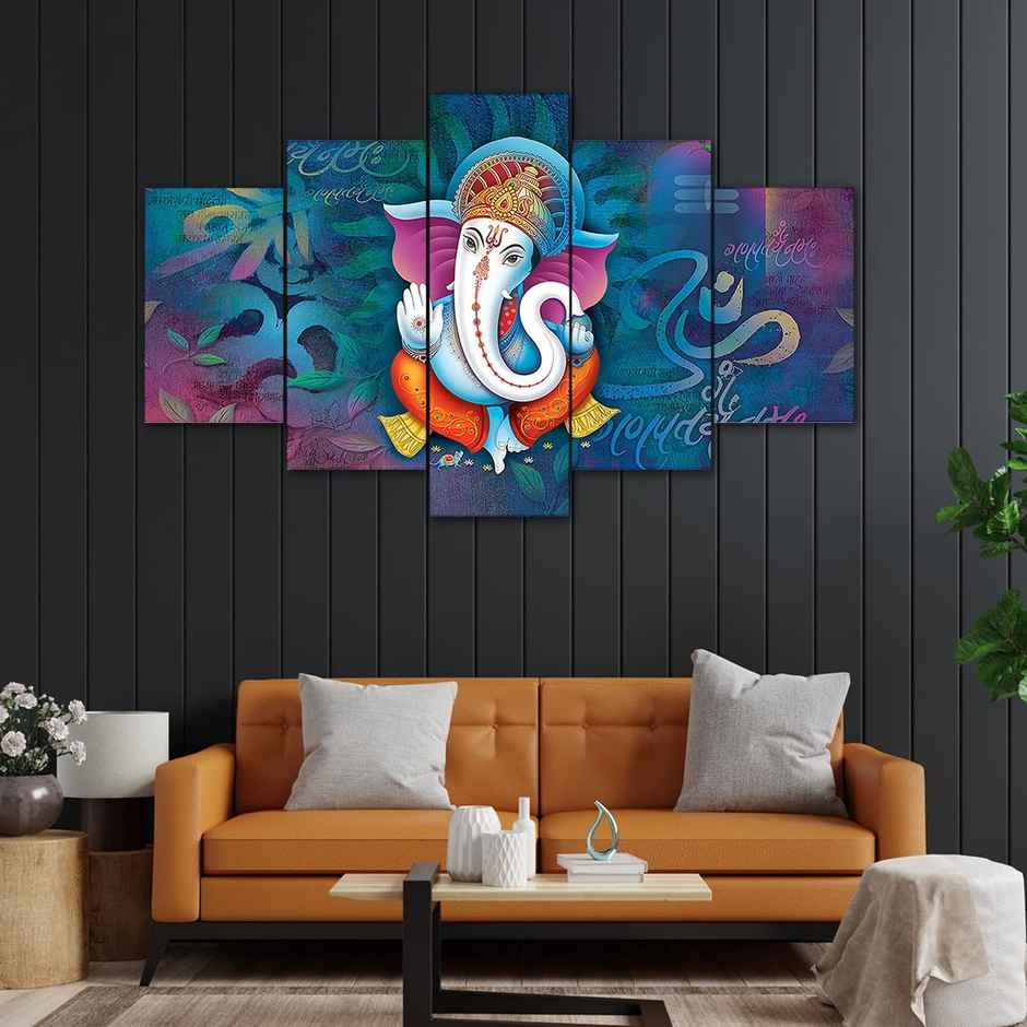 Perpetual Ganesha Paintings for Wall Decoration - Set of 5 - 3D - 75 x 43 cm
