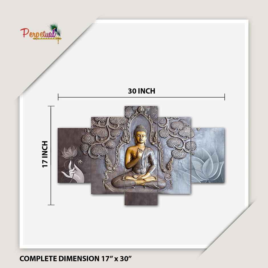 Perpetual Buddha 3D Paintings for Wall Decoration - Set of 5 |75 cm x 43 cm