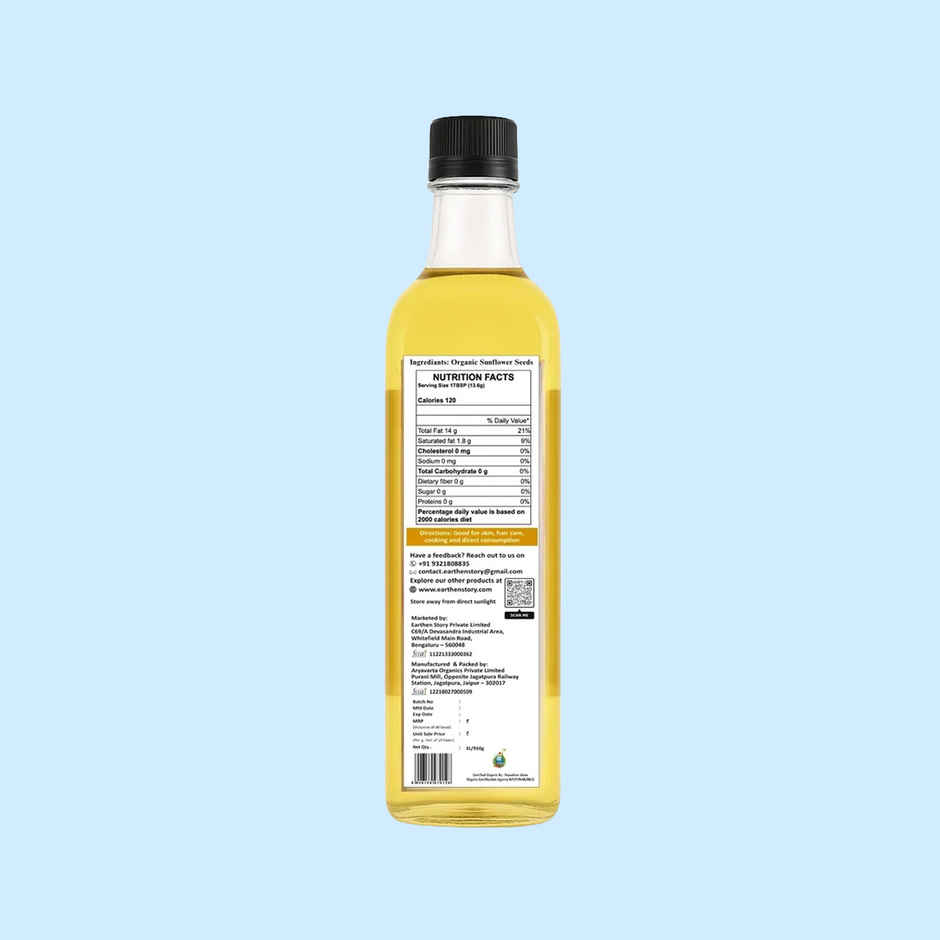 Earthen Story Organic Sunflower Cold Pressed Oil | Organic Cooking Oil