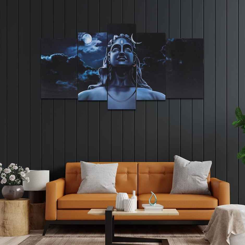 Perpetual Adiyogi Wall Painting for Living Room - Set of 5 |75 cm x 43 cm