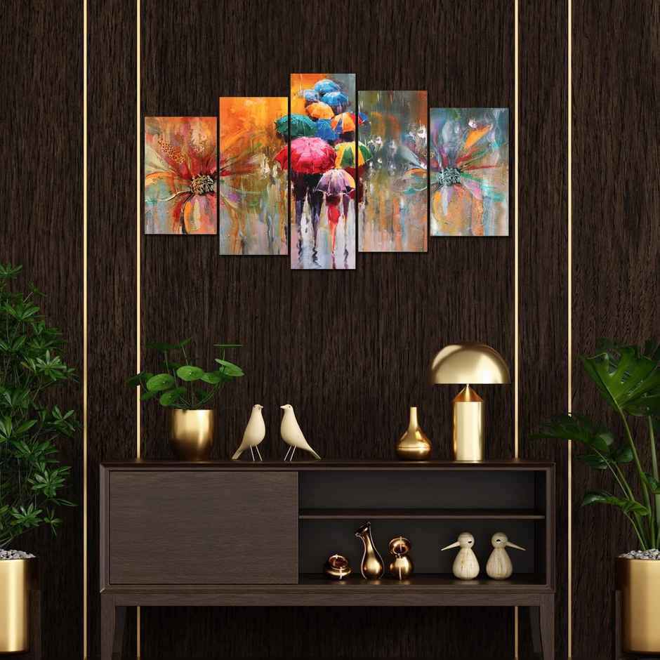 Perpetual Abstract Wall Decor | Framed Paintings | Set of 5 | UV Textured