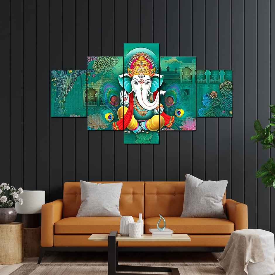 Perpetual Ganesha Paintings for Wall Decoration - Set of 5 | 3D | 75 x 43 cm