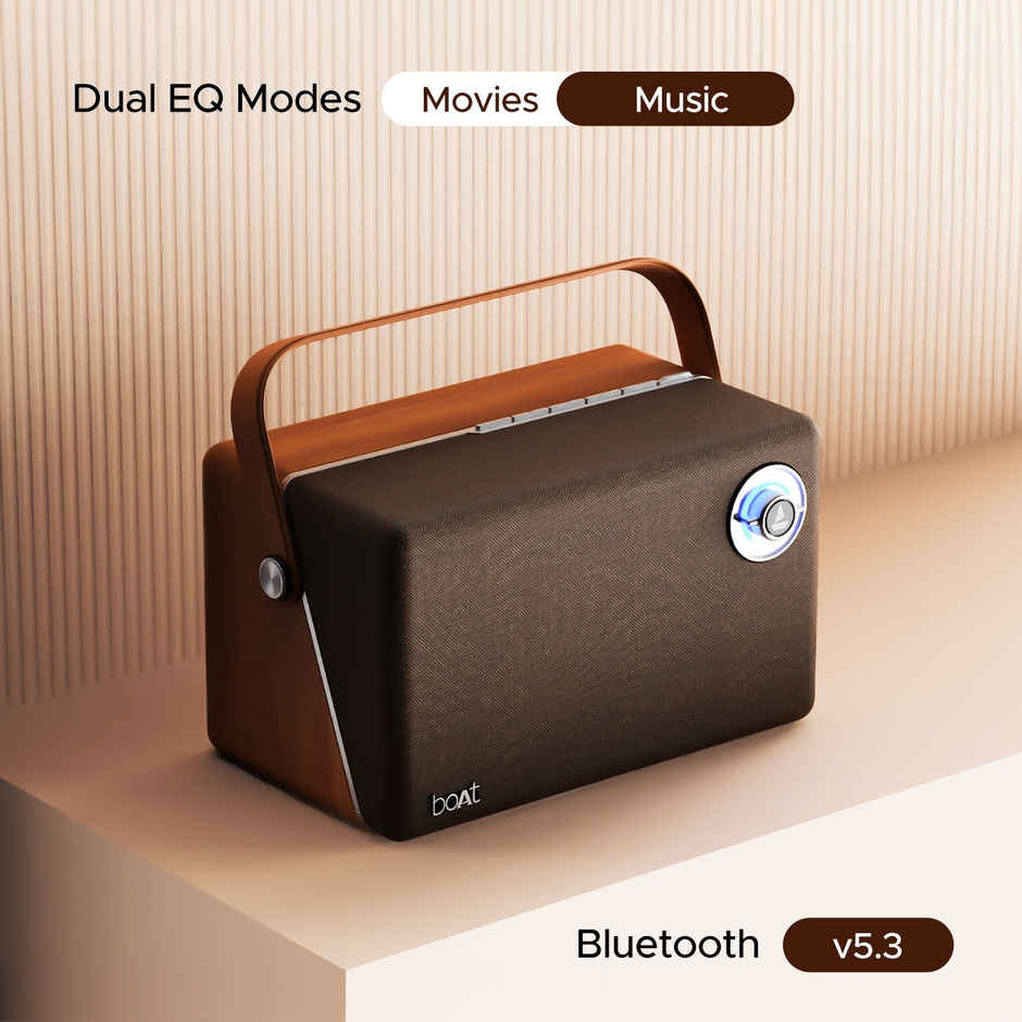 boAt Stone Majestic Bluetooth Speaker w/ 90W Signature Sound, 6 Hours Playtime(Vintage Brown)