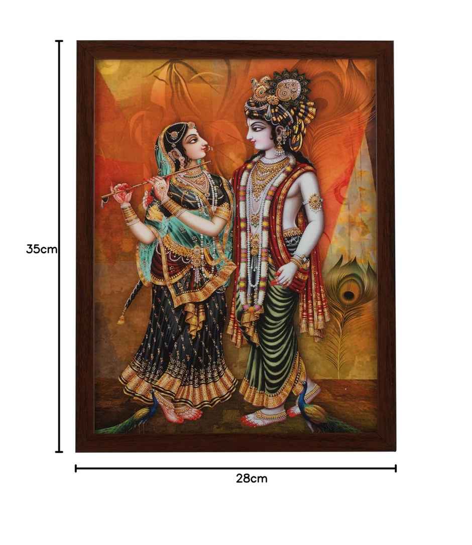 Indianara Set of 3 Radha Krishna Framed Art Painting without glass 6 X 13, 10.2 X 13, 6 X 13 Inch