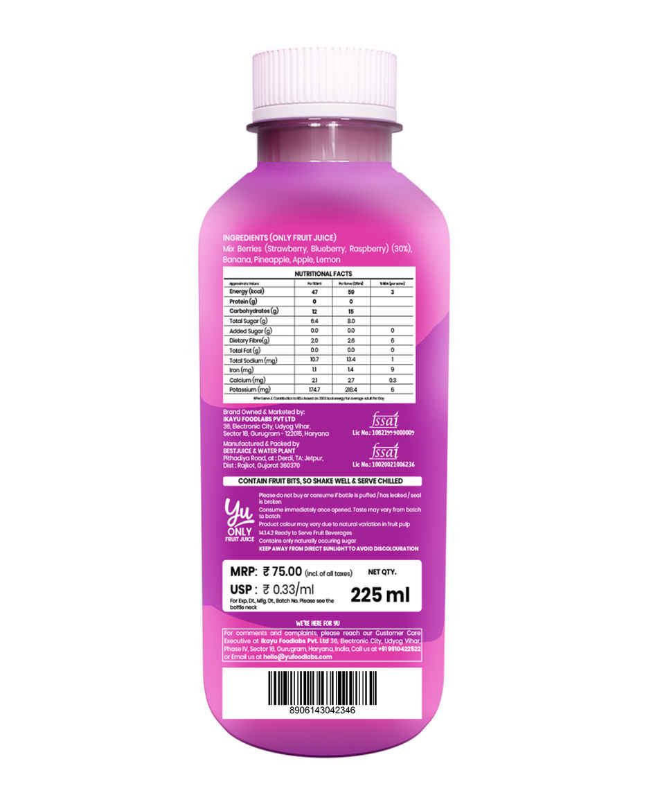Yu Berry Blast with Berry Pieces - Only Fruit Juice