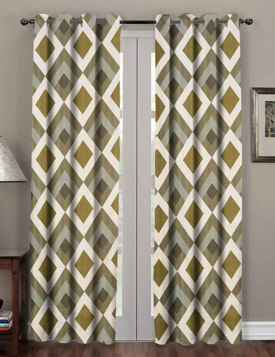 BAY6 Polyester Long Door Curtains - Set of 2 - (8x4 ft) - Dark Green