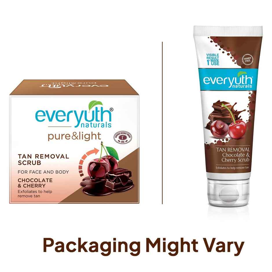 Everyuth Naturals Pure & Light Tan Removal Choco Cherry Scrub Bottle