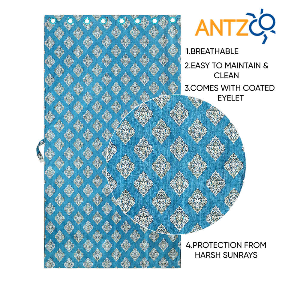 Antzco Blue Door Curtain Crazy Print 7 ft x 4 ft | Pack of 2 | DC04