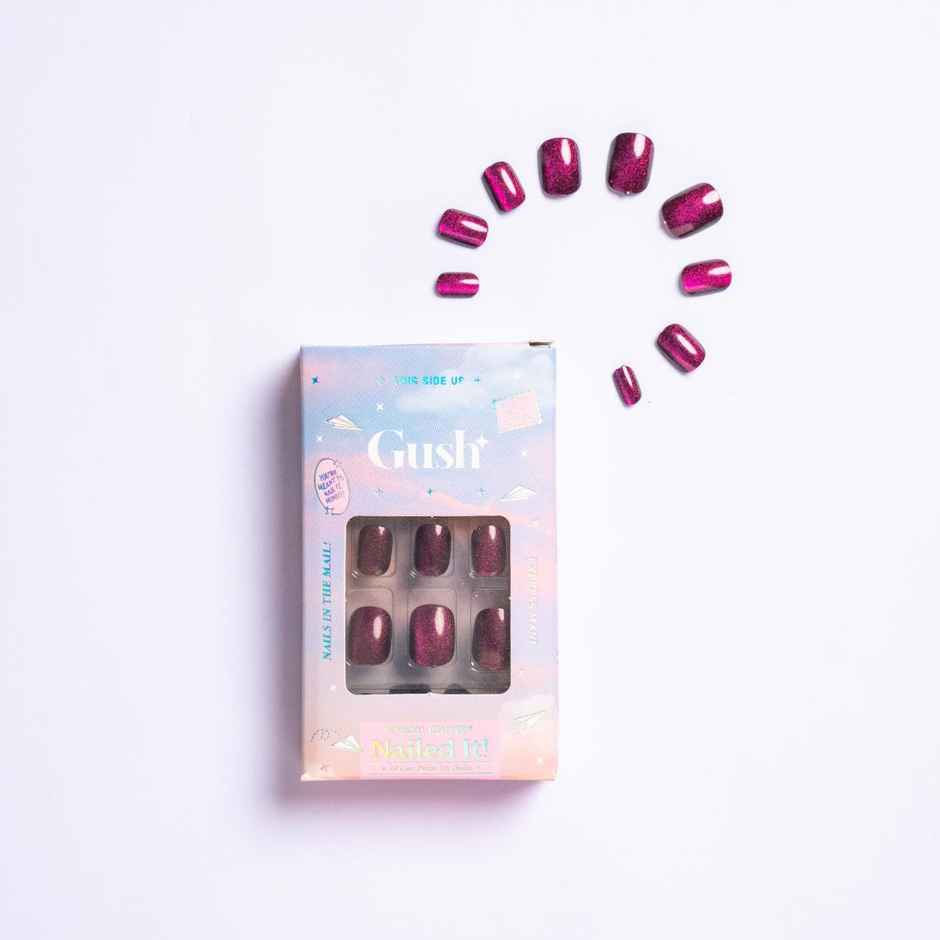 Gush Beauty Nailed It | Reusable Luxury Press On Nails With Application Kit - Ruby Cat Eye