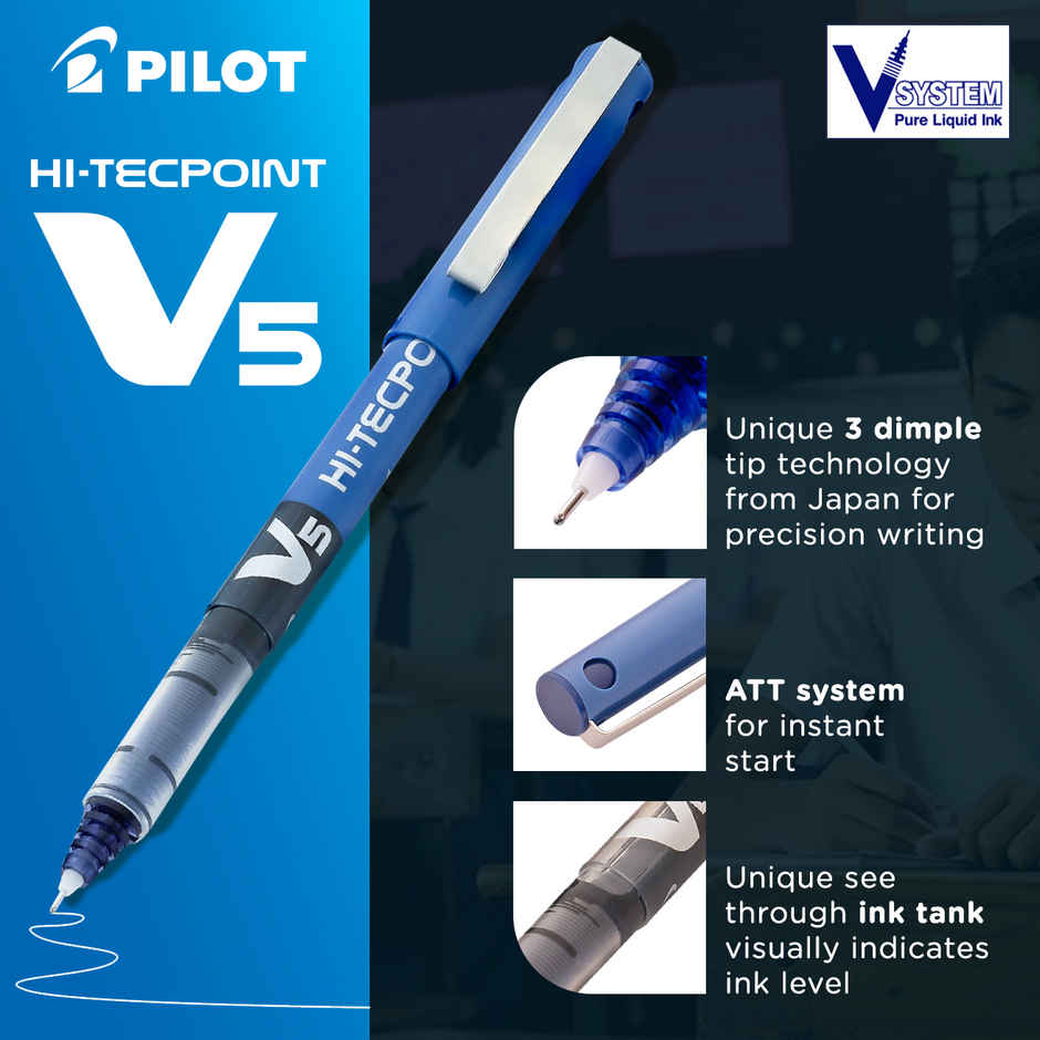 Pilot V5 Roller Pen (Blue) -2 Pieces