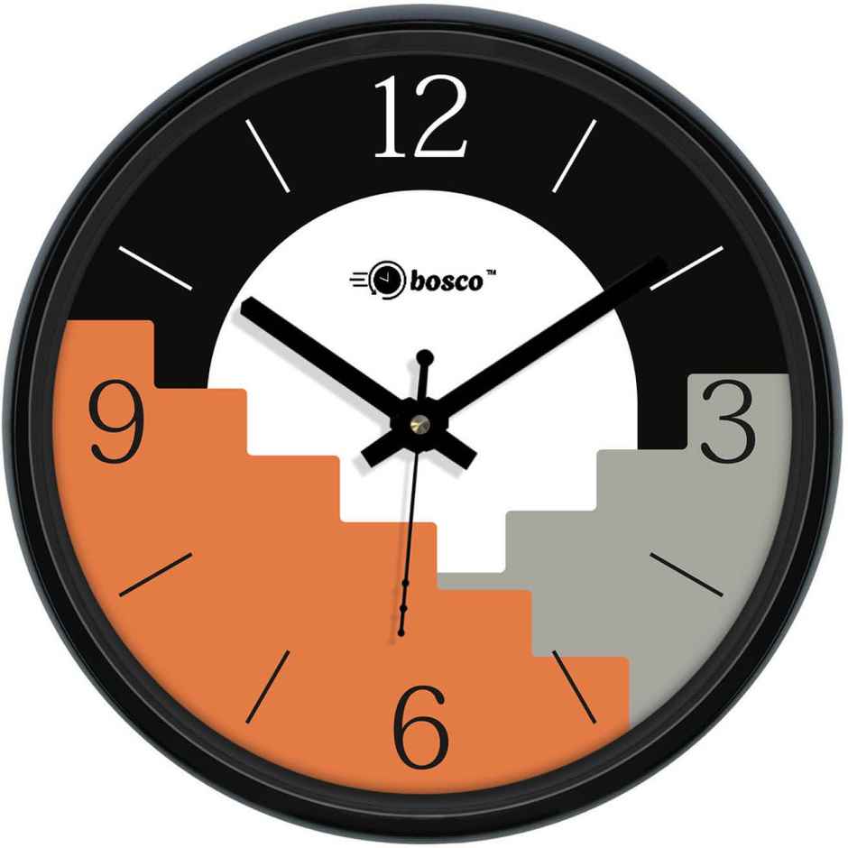 Bosco Decorative Silent Black Elegant 30 CM Modern Round Wall Clock BWC 1247