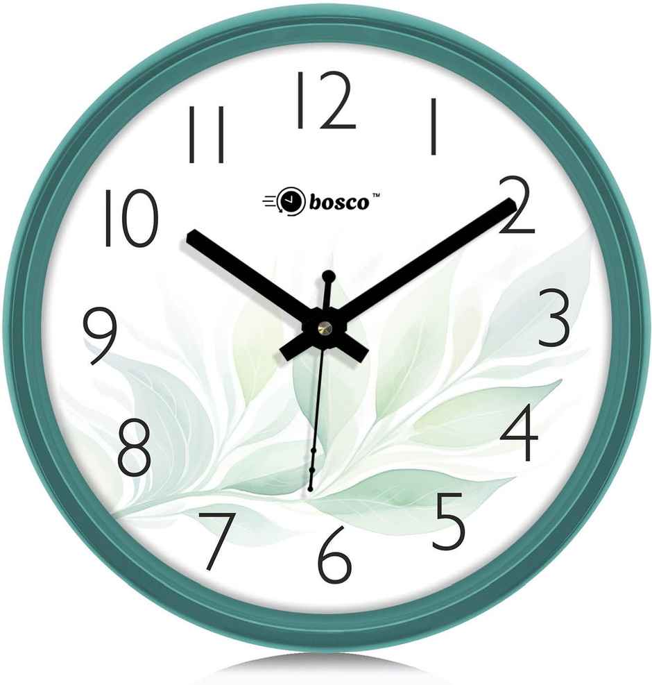 Bosco Analog Non Ticking Silent Teal Decorative 30 CM Round Wall Clock BWC 1603