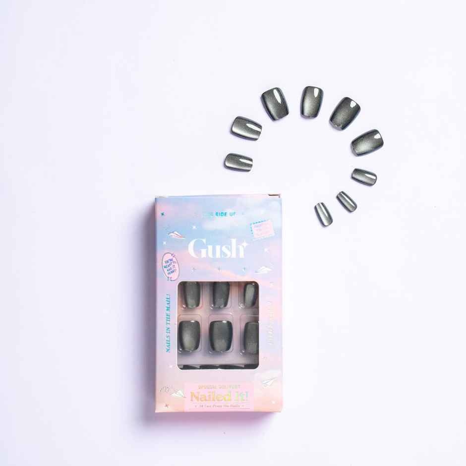 Gush Beauty Nailed It | Reusable Luxury Press On Nails With Application Kit - Black Cat Energy