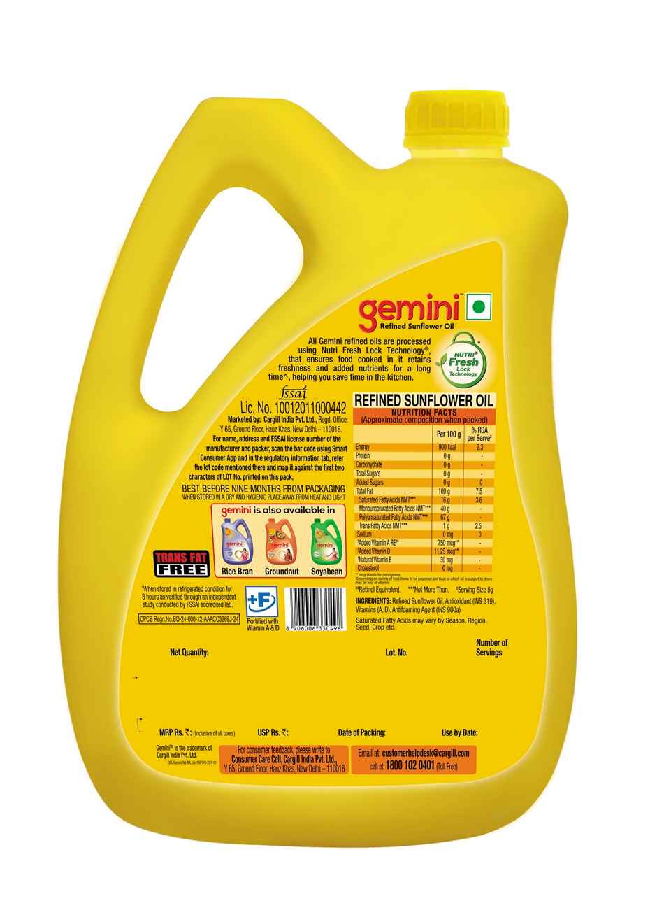 Gemini Refined Sunflower Oil | Jar