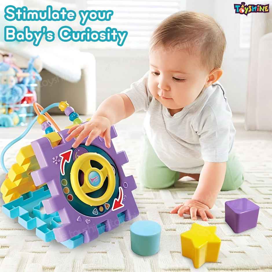 Toyshine 6-in-1 Educational Shape Sorter Baby Activity Cube for 6-18 Months
