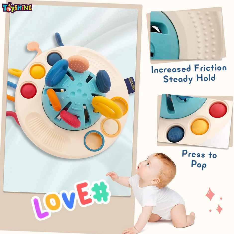 Toyshine Baby Ellie Sensory Montessori Food Grade Silicone Pull String Activity Toy