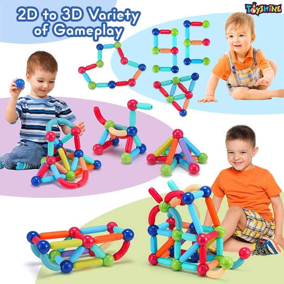 Toyshine 36 Pc Magnetic Bar Blocks Stem Kit - Creative Learning for Kids | Ages 3+