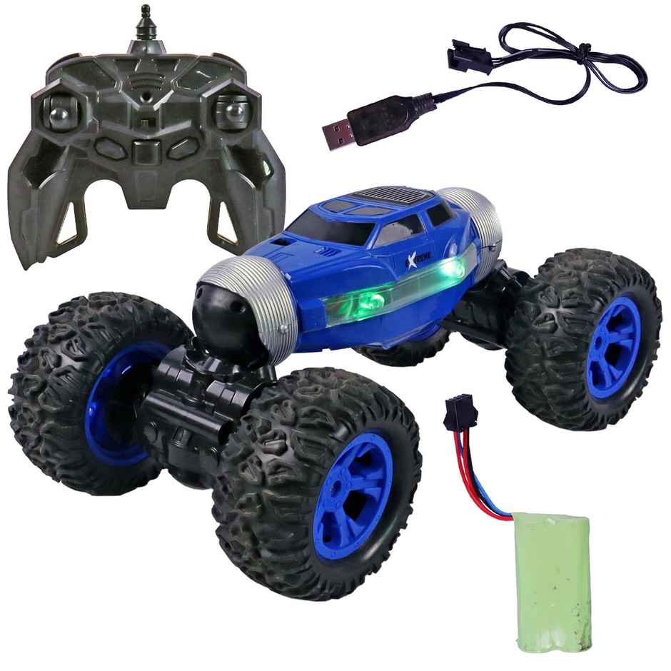 Toyshine 1:16 Scale Double-sided Rotating Remote-controlled Toy Car With Elevated Chassis - Blue