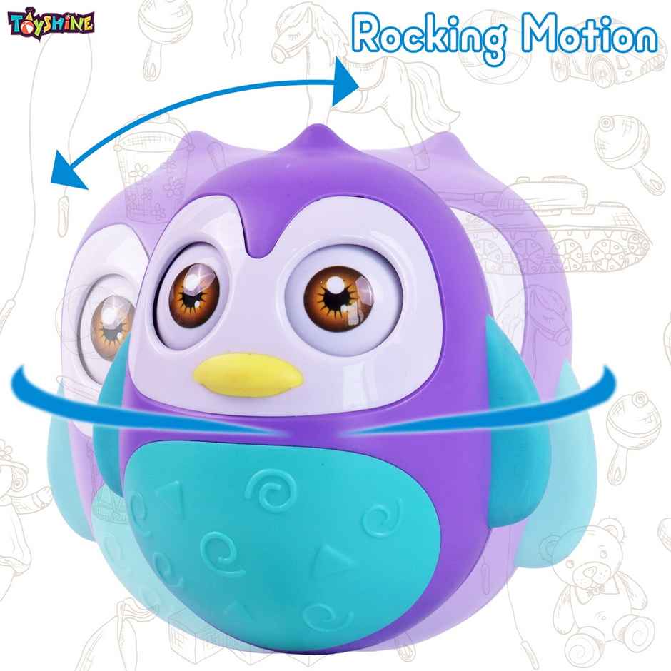 Toyshine Push & Shake Penguin Toy With Wobbling Bell Sound - Sensory Toy | Purple