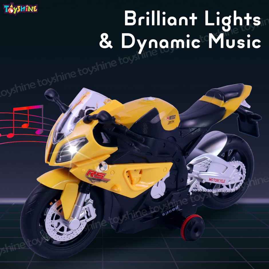 Toyshine 1:20 Scale Remote Control Rechargeable Spinning Action Performing Racing Motorbike Yellow